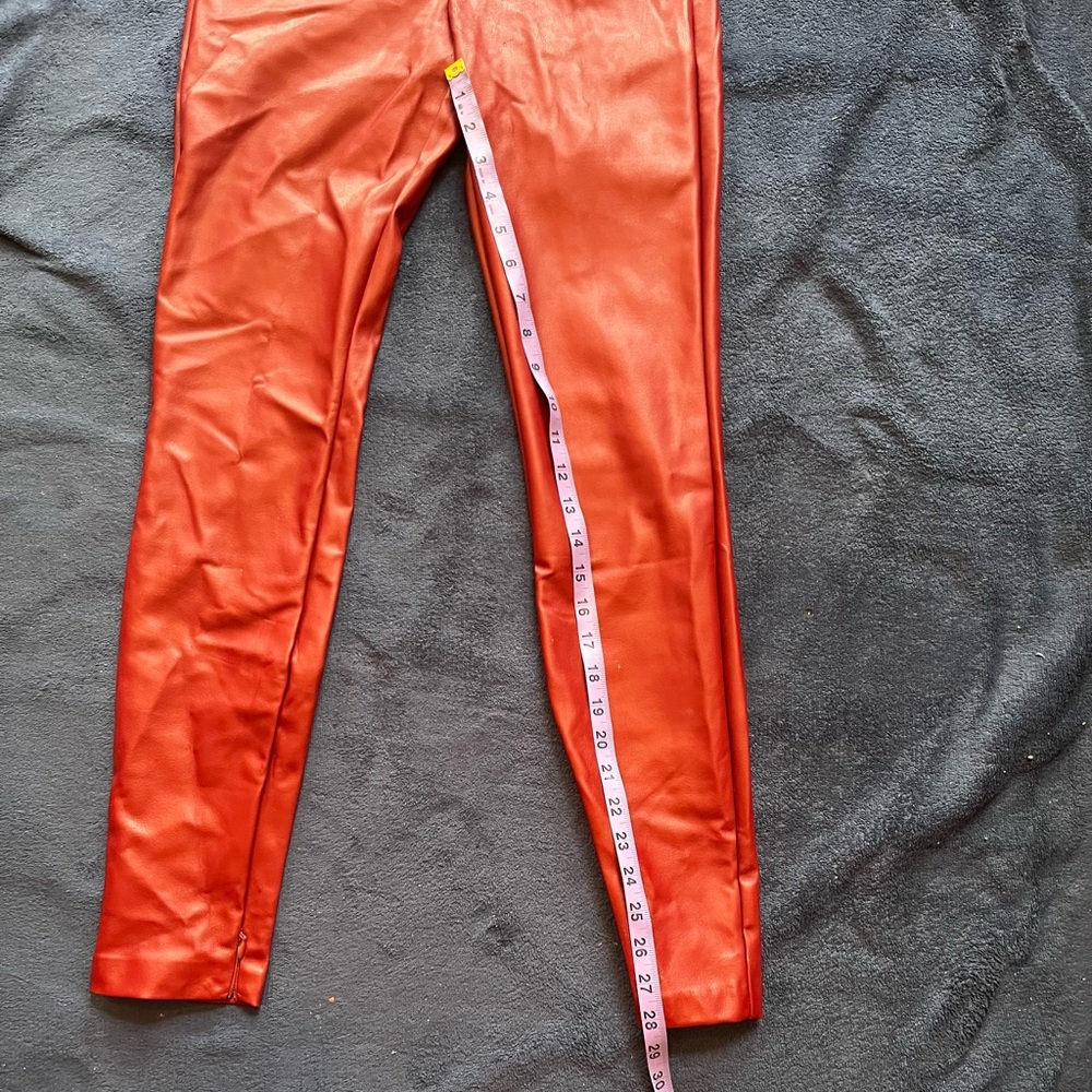 NWT Zara women’s Burgundy High Rise Leather Leggings Size S - Picture 7 of 11